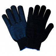 Перчатки х/б 10 класс 5 ниток с ПВХ точка (чёрные) /10/300/