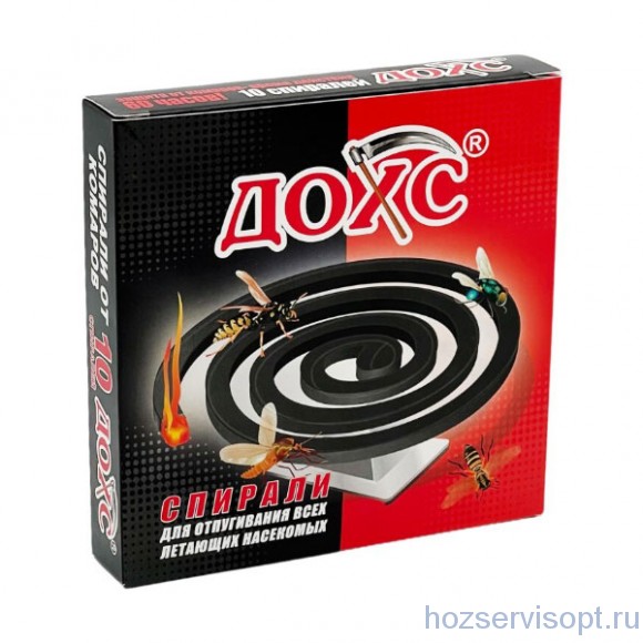 Спирали от комаров "ДОХС" 10 шт. 60 часов (цвет спиралей черный) (10х60)