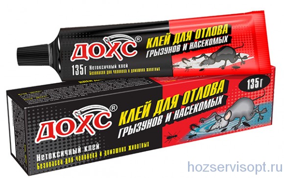 Клей ДОХС для отлова грызунов и насекомых, туба 135г (1х50)