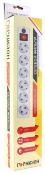 Сетевой фильтр Гарнизон EHW-15  5м 6 розеток белый /1/30/ Сетевой фильтр Гарнизон EHW-15  5м 6 розеток белый /1/30/