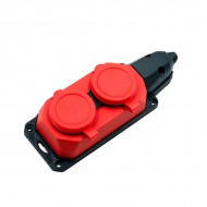 AY-KA  Колодка двойная С/З КАУЧУК КРАСНАЯ IP44 5520001 /1/20/
