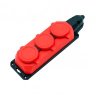AY-KA  Колодка тройная С/З КАУЧУК КРАСНАЯ IP44 5530001 /1/20/