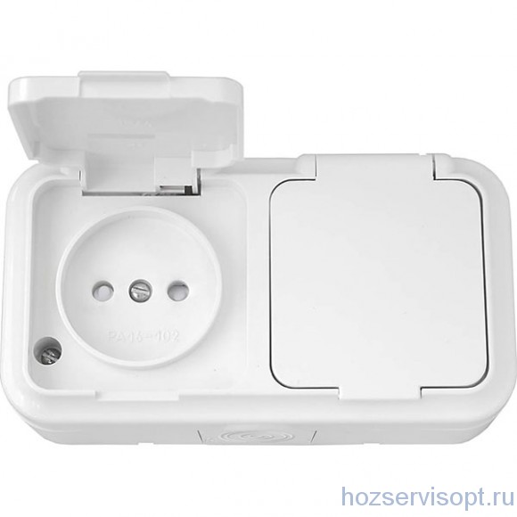 Розетка РА16-102, 2-мест. о/у (ПРАЛЕСКА АКВА) /1/35/