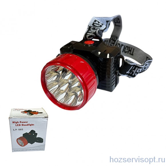 Фонарь налобный аккумуляторный 9LED LP-582 /1/120/