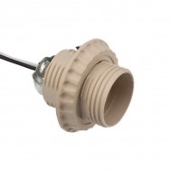 Патрон Е27 пласт. с кольцом, с проводом бел. /10/50/200/