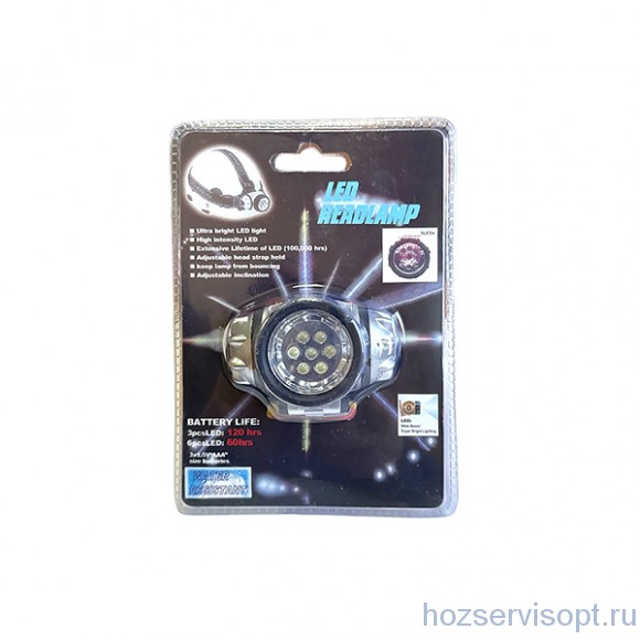 Фонарь налобный аккумуляторный 7LED (USB-micro) на блистере /1/30/120/