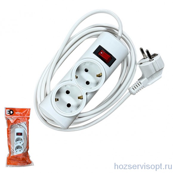 Удлинитель "ДИП" 2гн. 1,5м с выкл. с з/к /1/30/ Удлинитель "ДИП" 2гн. 1,5м с выкл. с з/к /1/30/