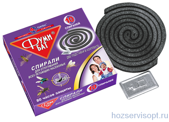 Спирали от комаров "ФУМИБАТ" 10 шт. 60 часов (цвет спиралей черный) (10х60)