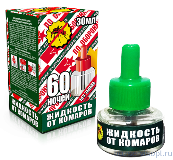 ОБОРОНХИМ ЖИДКОСТЬ ОТ КОМАРОВ БЕЗ ЗАПАХА 60 НОЧЕЙ 30 мл (зеленый) /24/