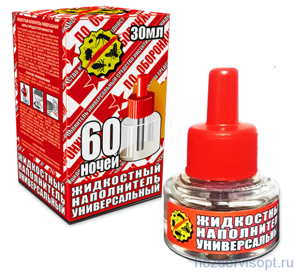 ОБОРОНХИМ ЖИДКОСТЬ ОТ КОМАРОВ  универсальная  БЕЗ ЗАПАХА 60 НОЧЕЙ 30 мл ( красный) /24/