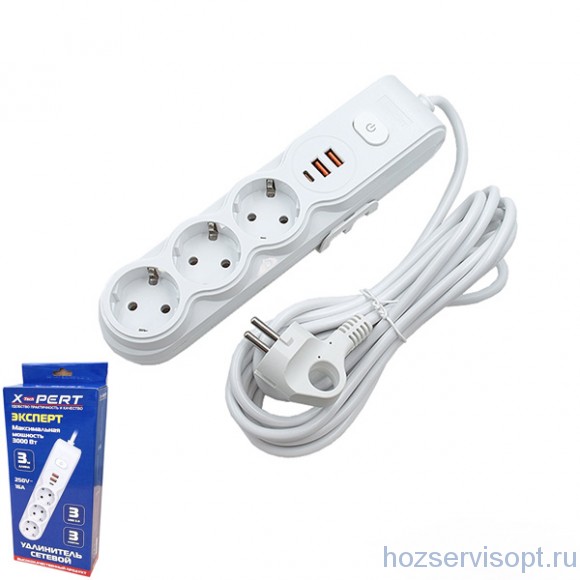 Удлинитель "XPERT" 707 c USB 3гн*3м /1/50/